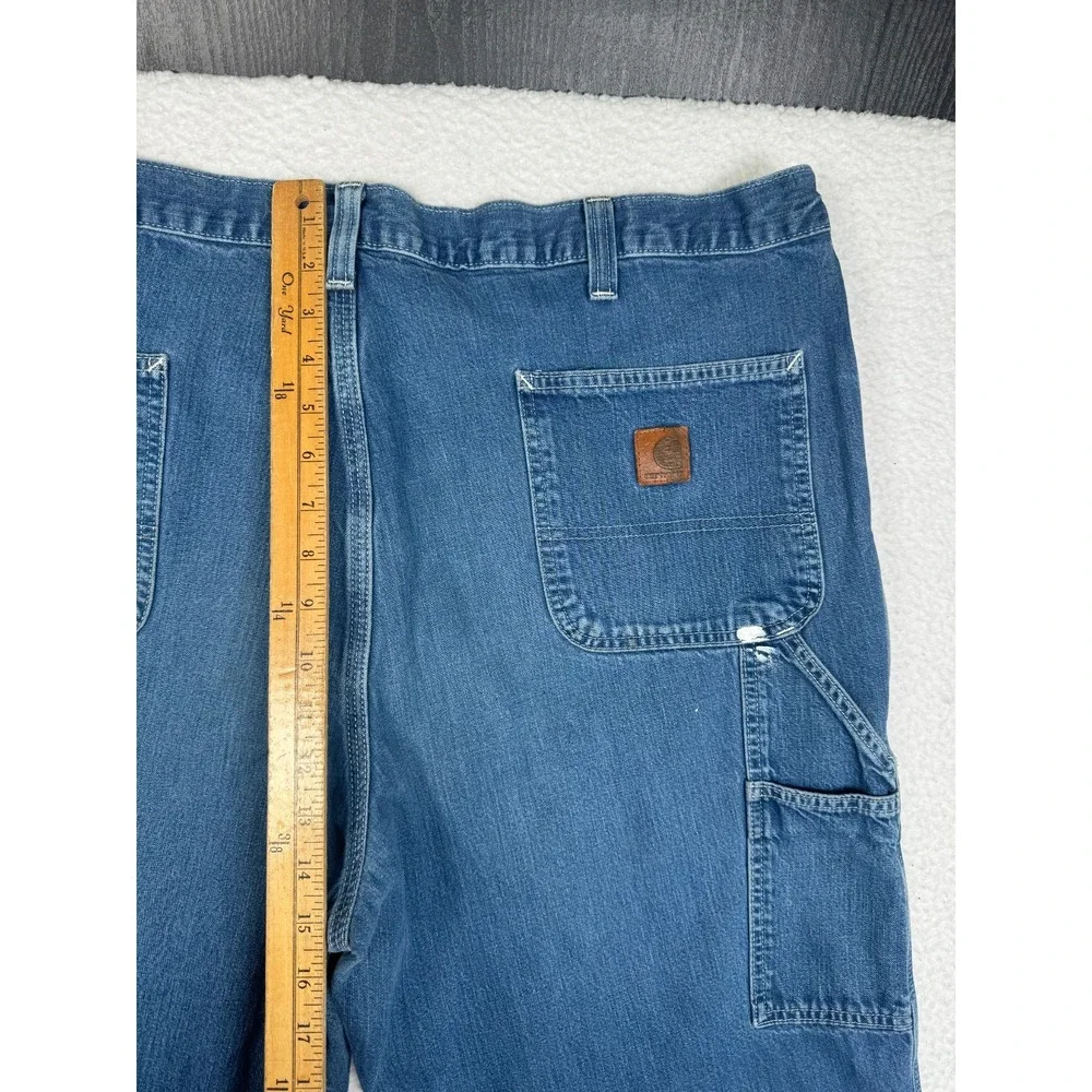 + Carhartt Straight Jeans Blue 40x34 Carpenter 382-83 Paint Distressed